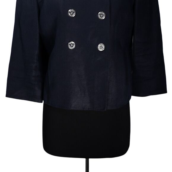 Ralph Lauren Women's Blazer Navy Blue Linen Double Breasted Work Suit Jacket 10 - Picture 6 of 8